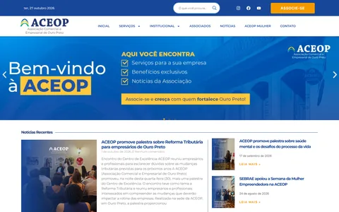 Captura da seção inicial de aceop.com.br