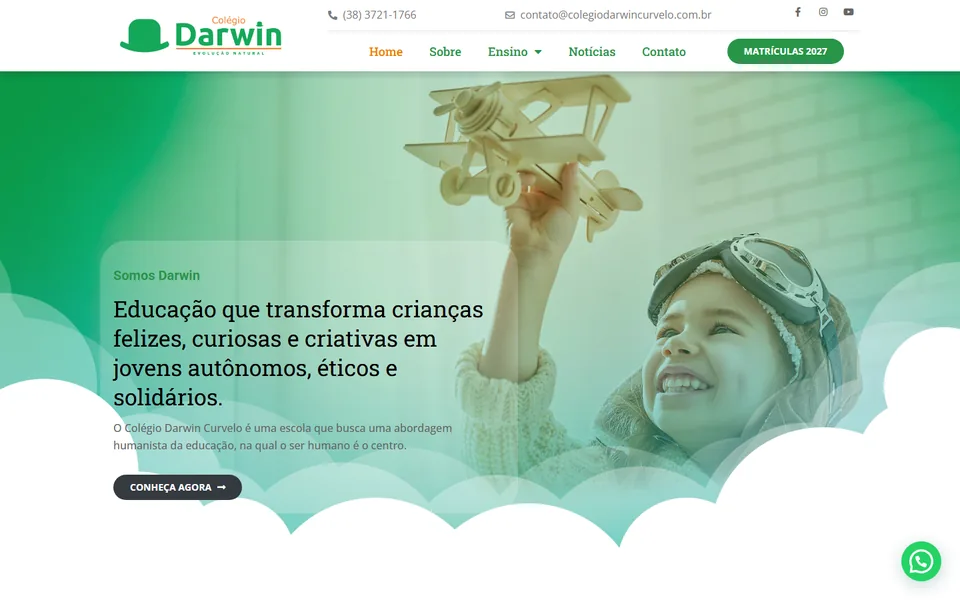 Página inicial do Colégio Darwin Curvelo