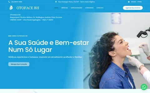 Captura da seção inicial de otofacebh.com.br